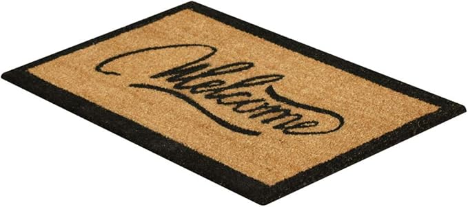 Rubber-Cal "Modern Ribbon Script AiCoir Welcome Mat 15mm X 18" X 30"