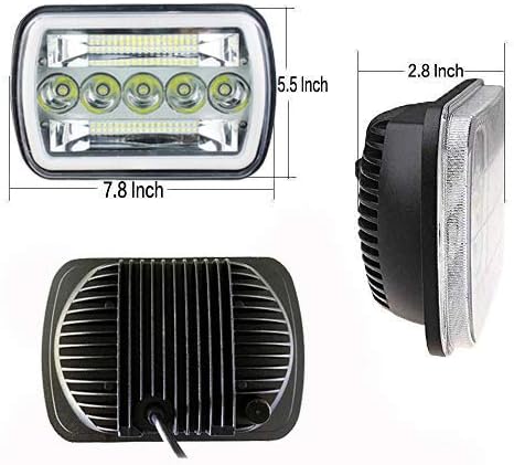 Super Bright Pair 7x6 5x7 Headlights 6052 6054 H5054 H6054 HiLow Sealed Beam WhiteAmber Halo Compatible With Ford E250 E350 E450 E150 F550 F600 F650 F700 F750 GMC Savana Chevy Express