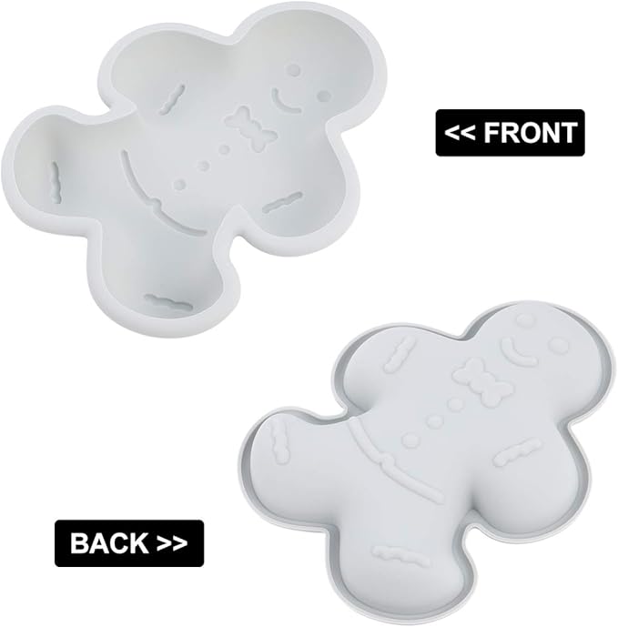 DOITOOL Silicone Cake Molds 2pcs Christmas Gingerbread Man Molds Christmas Silicone Mold Candy Molds Trays for Christmas Baking Gingerbread Cake Muffin Cookie Making Chocolates Silcone Molds
