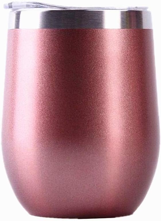 12 oz Stainless Steel Wine Tumbler Stemless Glasses with Lid, Double Wall Insulated Travel Mug Perfect for Wine, Coffee, Drinks, Champagne, Cocktails (Golden)