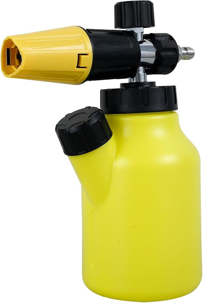 Car Wash Foam Cannon Adjustable Pressure Washer Snow Foam Cannon with 1L Bottle and Wide Neck 14inch Quick Connector Professional Car Foam Blaster for Pressure Washer(yellow)