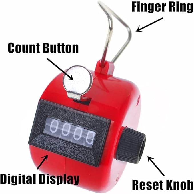 TopTie ABS Hand Tally Counter, 4-Digit Mechanical Golf Clicker Counter Handheld, Lap Number Counter
