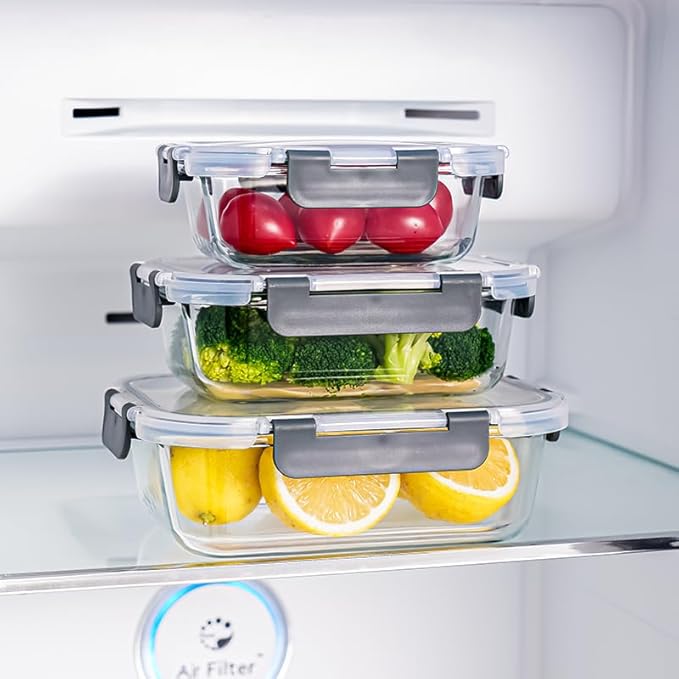 3 Sets Of Black Transparent Lid Glass Food Storage Container Set, Sealed And Reusable Kitchen Storage Container, Glass Lunch Preparation, Microwave Oven, Refrigerator, And Dishwasher