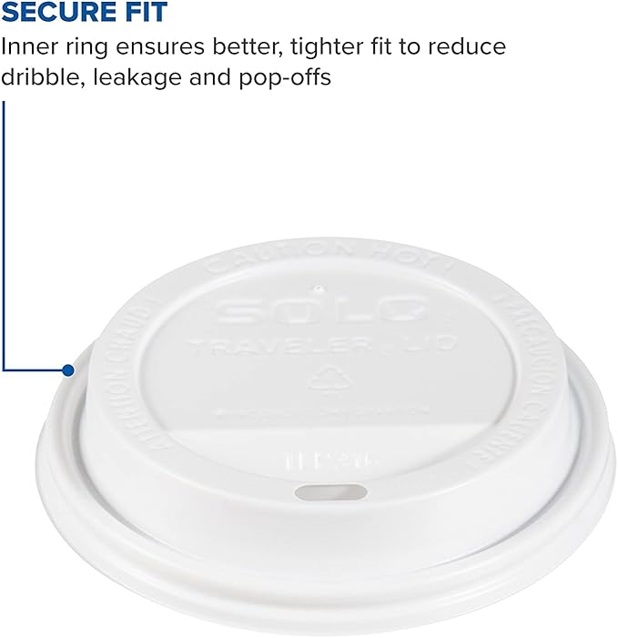 SOLO TLP316-0007 White Traveler Lid for SSP and Bare Paper Hot Cup - 2 Packs of 100 (200 Lids Total)