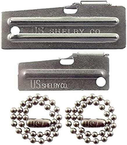 P-38 Can Opener P-51 Can Opener with Chains, US Shelby, Stainless Steel openers Stamped with US Shelby Co.