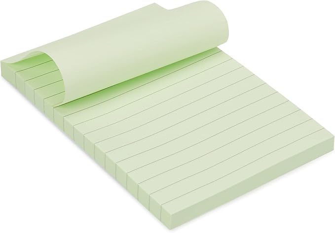 Basics Sticky Note Pads, Lined, 4x6, Rectangular, Assorted Colors, Pack of 5