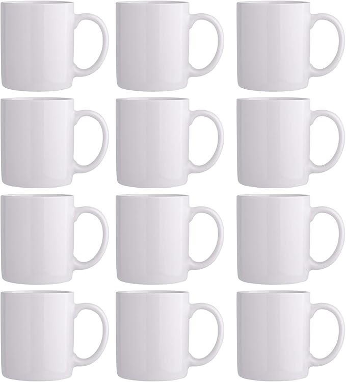 12 OZ Off White Coffee Mugs, Ceramic Coffee Mugs with Large Handle for Man, Woman, Light Weight Coffee Mugs Set of 12 for LatteCappuccinoCocoaMilk, Dishwasher Microwave Safe