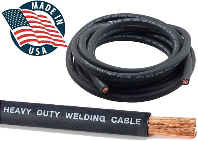 WeldingCity 50-ft 1-AWG USA-made Heavy Duty Welding Cable Highly Flexible Durable EPDM Rubber Jacket 600V -50C-105C Black