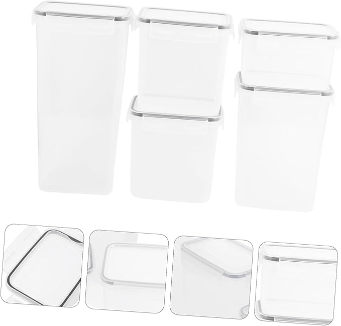 5 Pcs Airtight Storage Containers Freezer Containers Lids Food Storage Jars Compact Design