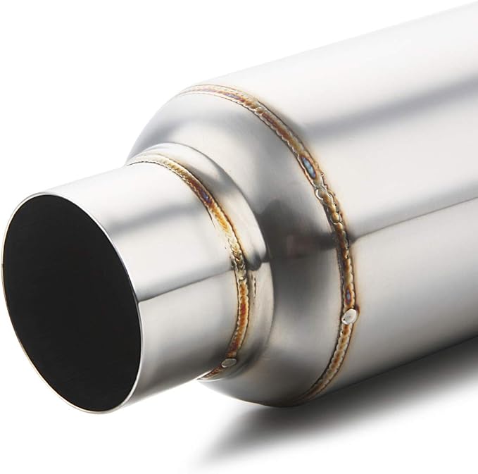 LCGP 2.5'' Inlet Outlet Universal Muffler, 11.5'' Overall Length Stainless Steel Resonator