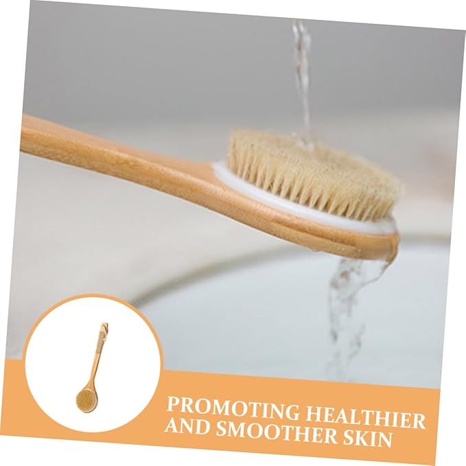 Body Exfoliation Brush Shower Brush Long Handle Back Scrubber Wooden Handle Gentle for Skin Easy to Store