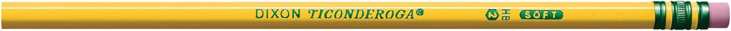 Ticonderoga Wood-Cased Pencils, Unsharpened, 2 HB Soft, Yellow, 24 Count