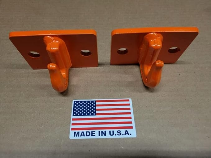 516" Heavy Duty Steel Bolt On Grab Hooks for Loader Tractor Bucket - Pack of (2) - Orange
