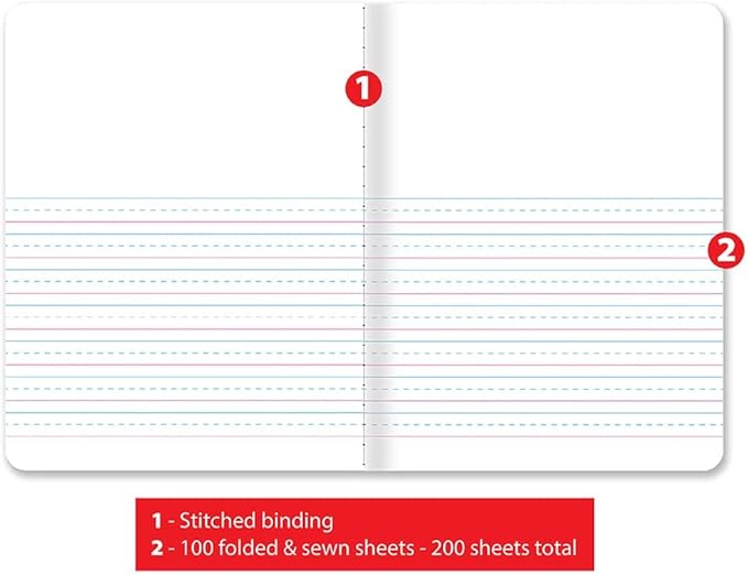 Better Office Products Primary Journal, Hardcover, Primary Composition Book Notebook - Grades K-2, 100 Sheet, One Subject, 9.75" x 7.5", Blue Cover-5 Pack