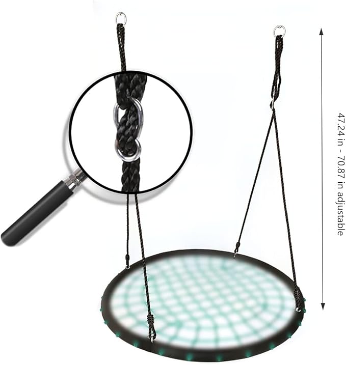 Saucer Tree Swing Ropes Kids Spider Web Round Swing Net Swing Multi-Strand Ropes for Replacement Support 700 lbs 80 inch Length Adjustable - Pack of 2