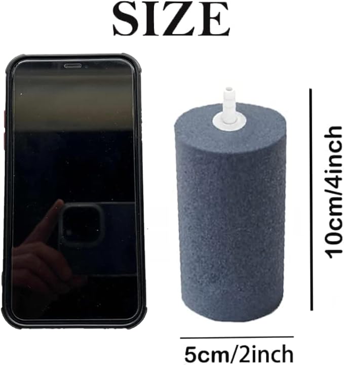 6-Pack Large Air Stones, Humongous 4 x 2 Inch Round Air for Aquarium, Hydroponics, Fish Tank, Koi Pond, Cylinder Bubble Diffuser for Pump, Growing System