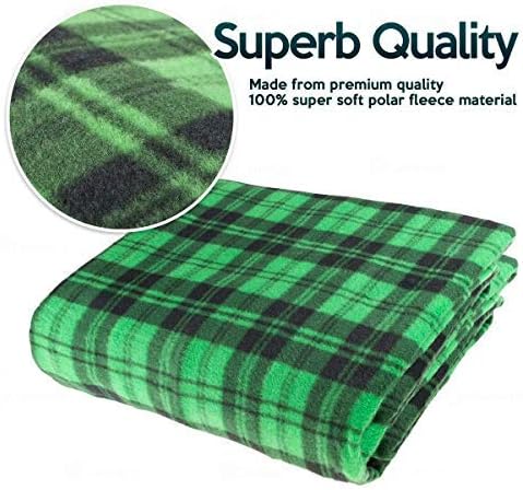 ZONETECH Car Travel Blanket Green Plaid Premium Quality 12V Polar Fleece Material Automotive Comfortable Great for Winter, Cold Days and Nights, Road Trips