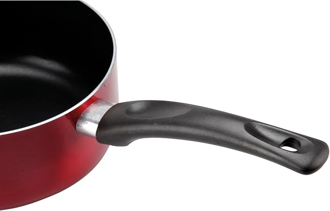 Cherry 712386 Pressed Aluminium Saucepan Diameter 16 cm Non-Stick Coating Metallic Red Suitable for All Heat Sources Including Induction