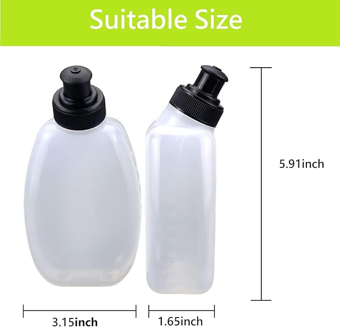 2 x 10 ounce BPA-free water bottles for running hydration belt, fuel belt, replacement bottle set for marathon, hiking, cycling, hiking and