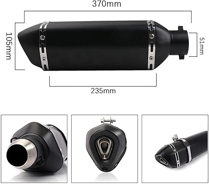 Exhaust Muffler 1.5-2"Inlet with Removable DB Killer for Street/Sport Motorcycles and Scooters with 38,51mm Diameter Exhaust Pipes(Matt black)