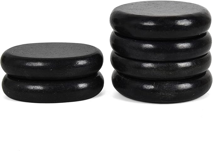 June Fox Hot Stones for Massage 4 Large and 2 Medium Basalt Stones Set Hot Rocks Massage Stones for Spa, Relaxing, Healing