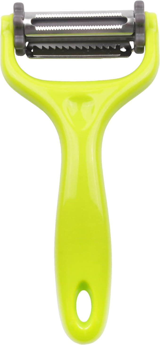 Y Shape 3-in-1 Serrated, Straight, Julienne Swiveled Multi-Blade Peeler - Green - 1 Peeler
