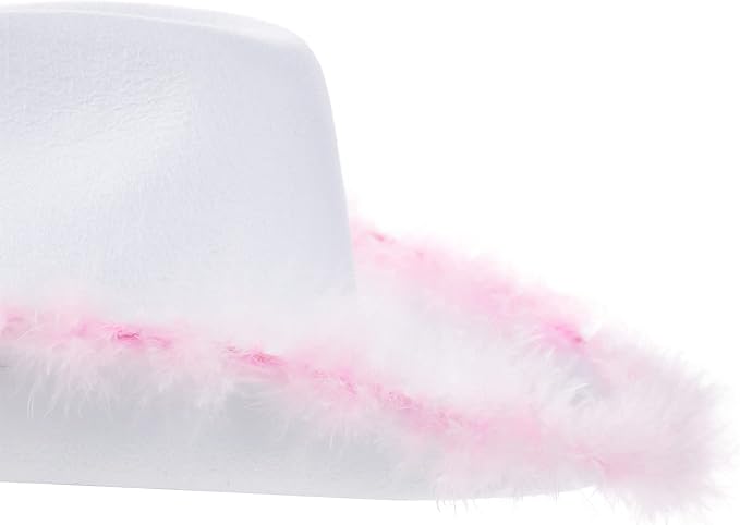 Women Men Western Cowboy Hat Furry Sequin Light Up Stars Tassels Cowboy Party Hat Classic Western Cowboy Cap