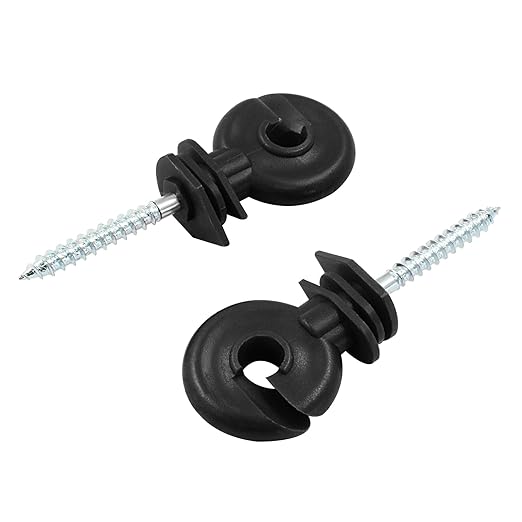 10Pcs Black Electric Fence Insulator, 91mm3.58 inch Screw-in Electric Fence Insulator Tool for Ranch Agricultural Fencing