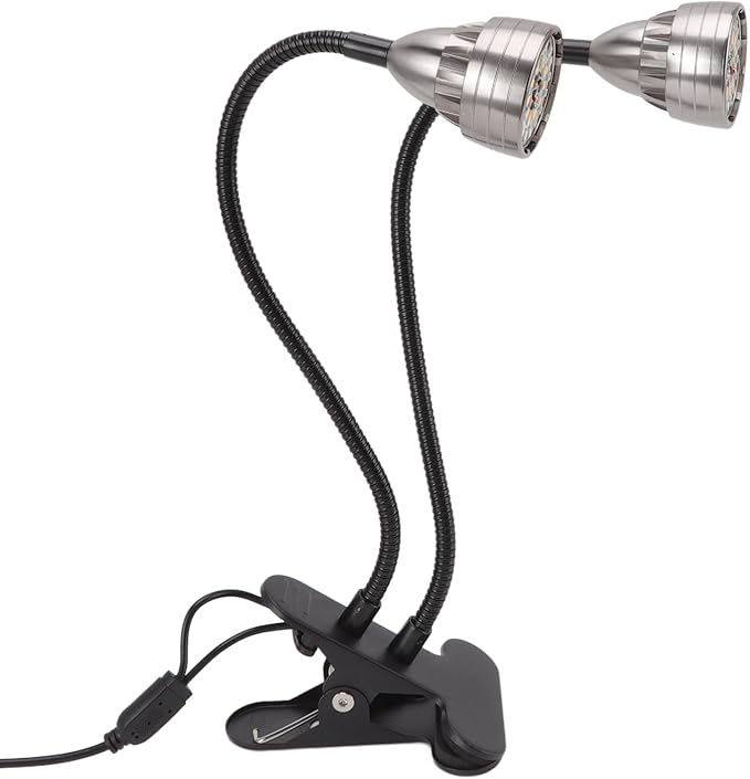 USB Powered Aluminum Shell Plant Grow Light, 360 Degree Bendable Dual Heads Fill Light with 52 LEDs for Indoor Plants with Non Slip Base