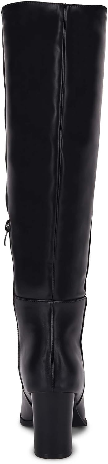 Womens Knee High Boots Chunky Block Heels Square Toe Side Zipper Faux Suede Fall Winter Comfort Boot