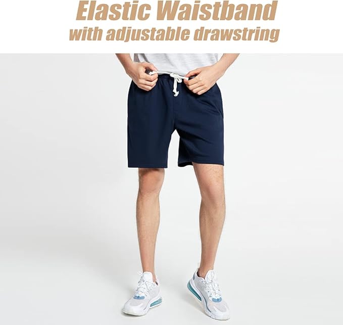 maamgic Mens Sweat Shorts 7" Above Knee Workout Gym Shorts Lounge Shorts with Zipper Pockets