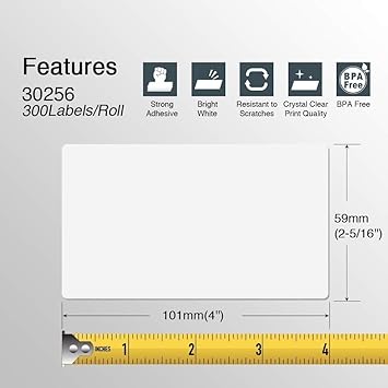 BETCKEY - Compatible DYMO 30256 (2-516" x 4") Shipping Labels, Perforated, Compatible with DYMO Labelwriter 450, 4XL, NOT FIT 550 5XL 10 Rolls3000 Labels