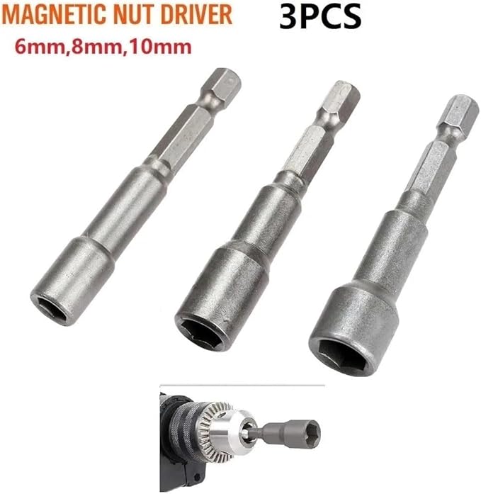 TOOL 3pcs 6810mm Impact Socket Adapter Magnetic Nut Screwdriver Socket Bit Hex Shank Driver Adapter Wrench Socket Adapter Bit