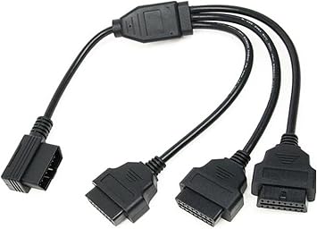 Right Angle OBD2 16 Pin OBD II Splitter Extension 1x Male and 2X Female Y Extension Cable Adapter Automotive Accessories Universal for All OBD2 Vehicles (16 pin 1 Male to 3 Female Cable 50cm)