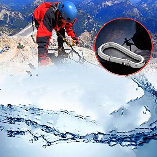 CertBuy 10 Pack 4 Inch Spring Snap Hook Stainless Steel 304 Carabiner Clips Heavy Duty Quick Link Hook for Outdoor Camping Hiking Hammock Swing (M10 x 100 mm)