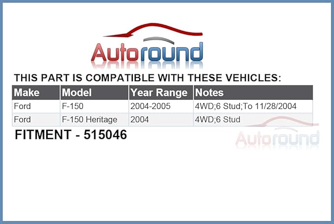 Autoround 515046 4WD Front Wheel Hub and Bearing Assembly fit for 4x4 Ford F-150 2004 2005 6 Lug wABS