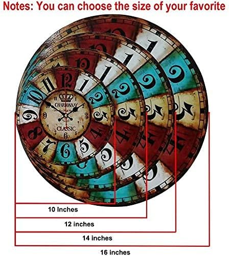 Distressed Old World Map Wall Clocks Large Decorative Wooden Quartz Silent Home Modern Art Clock Gifts for Women 16 inch