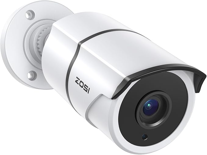 ZOSI 2MP 1080P HD-TVI CCTV Home Security Camera with Audio, Built-in Mic, IP66 Weatherproof, Night Vision, Indoor Outdoor Surveillance Camera, Only Compatible for ZOSI 3K Lite Analog DVR - White
