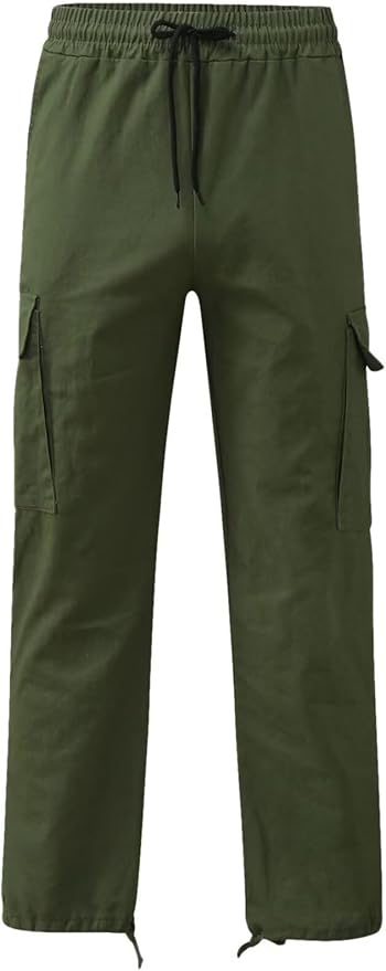 Mens Cotton Loose Athletic Joggers Pants Stretch-Waist Casual Straight Cargo Sweat-Pants