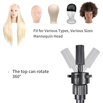 MINI Wig Stand Tripod, 25 Inch Adjustable Mannequin Head Stand, Wig Head Stand for Training Heads And Canvas Block Head (Mannequin Head Not Included)