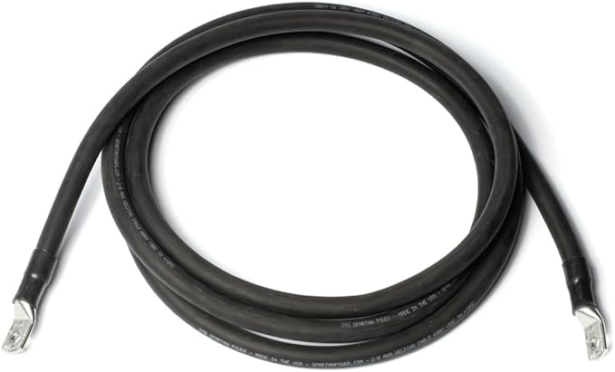 Spartan Power 2 Foot 40 AWG Black SpartanFlex Battery Cable with 38" Ring Terminals