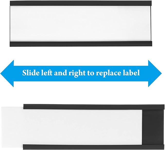 100 Pieces Magnetic Label Holders Labels Racks with Magnets Magnetic Data Card Holders with Protective Films and Replacement Strips for Shelf Bin (1 x 3 Inch)