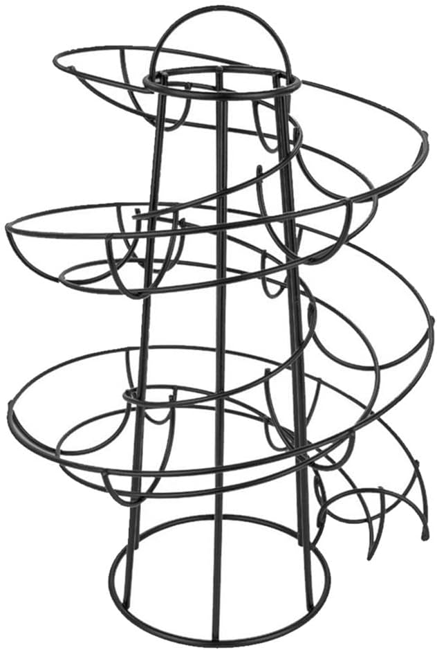Modern Iron Spiral Egg Storage Roller Rack Keeper Space Saver 24 Eggs, Black, 18x30.5cm