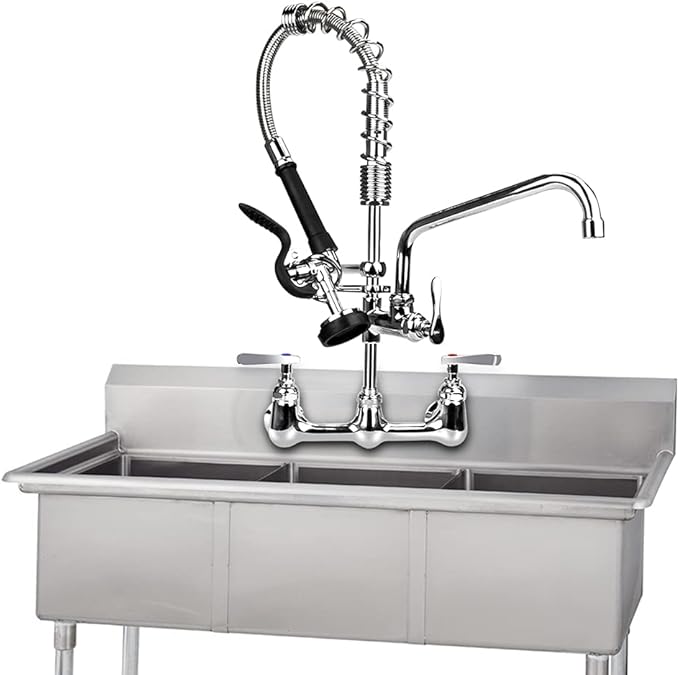 10 Inch Swivel Faucet Spout Replacement Kit for Commercial Kitchen Pre Rinse Faucet, 360 Swing Spouts with 2.2 GPM Aerator Chrome Finish (Connector Size is M25x1.25MM)