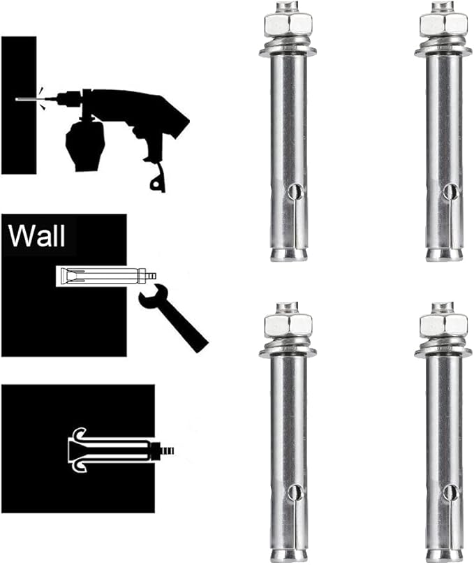 Stainless Steel M6 x 60mm Hex Head Sleeve Anchor, for Pad Eye Plate Hook Hanging Hardware 14" x 2-38" Expansion Bolt (4pcs Hex Sleeve Anchor)