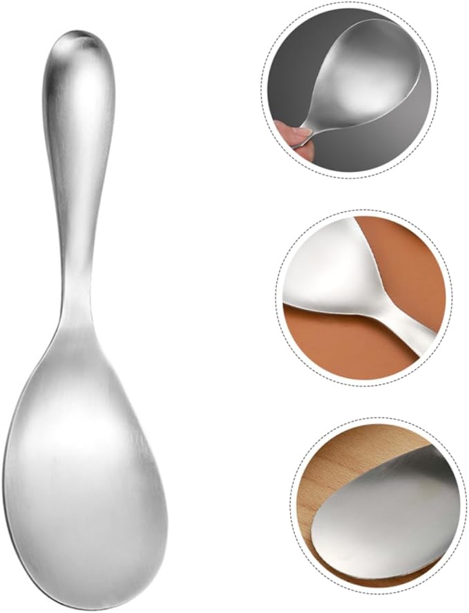 Stainless Steel Rice Spoon Ergonomic Non Stick Rice Serving Spoon Practical Kitchen Utensil for Rice Cookers and Serving Dishes Matte Finish