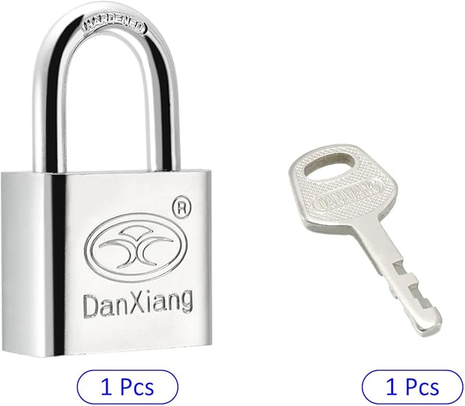 Stainless Steel Padlock - Garden Shackle Locks, Keyed Alike & Chrome Finish, Apply to Backpacks/Storage Boxes (40mm Body Wide, Silver)