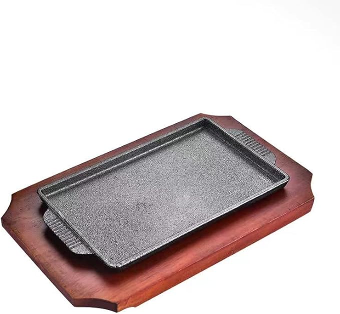 Cast Iron Steak Fajita Plate for Steak Pizza, Rectangle (7 x 4 inch)