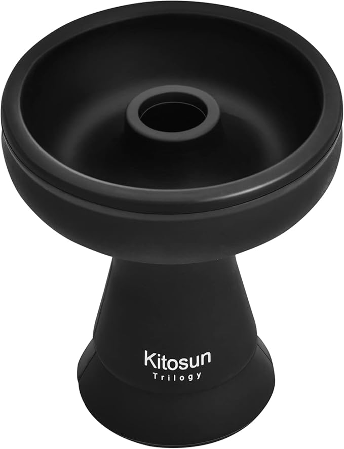 Silicone Hookah Bowl - Kitosun Silicone Phunnel Bowl with Big Hole - Durable Shisha Bowl Black Color - Right Replacement for Clay&Ceramic Bowls 3.5" Tall