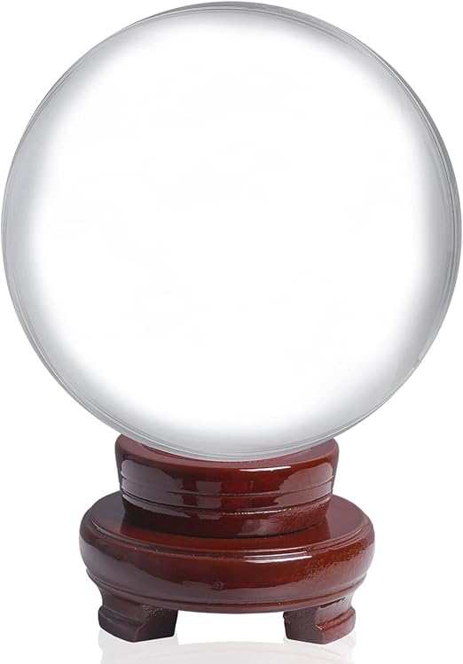 LONGWIN 120mm (4.7 inch) Large Crystal Divination Ball Decorative Glass Balls Photography Props Free Wooden Stand